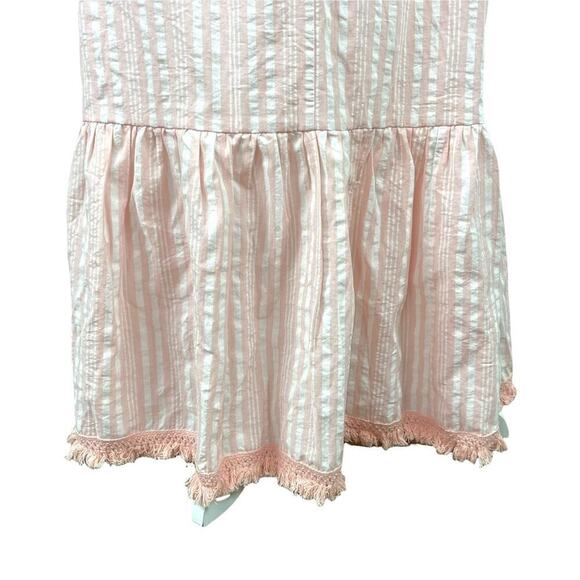 Aqua Pink Striped Maxi Sleeveless Spaghetti Straps Long Dress 100% Cotton Small - Picture 7 of 15